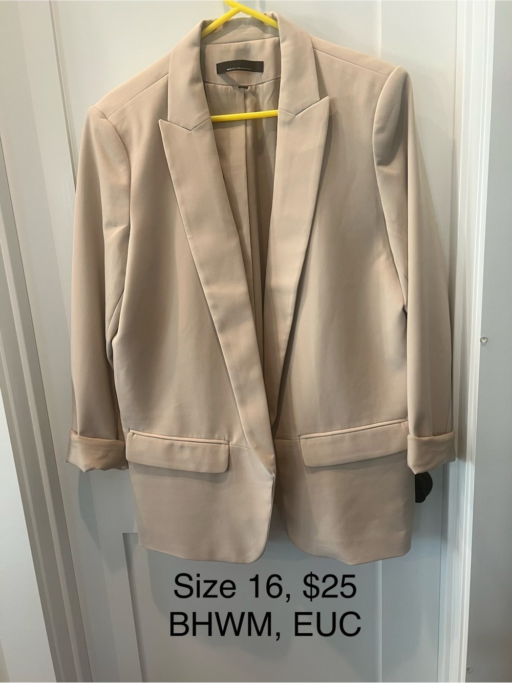 Tailored Cream Women's Blazer - Open Front Suit Jacket